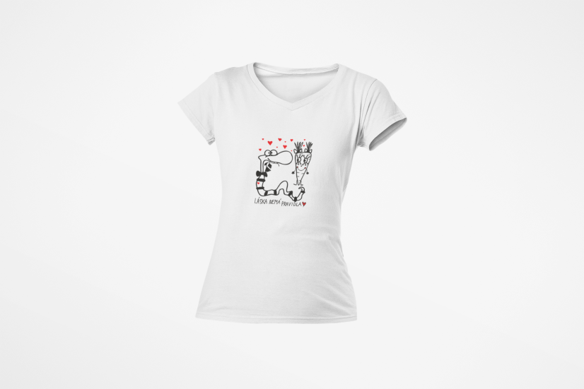 Dámské valentýnské tričko s výstřihem - Valentýn: Mrkev