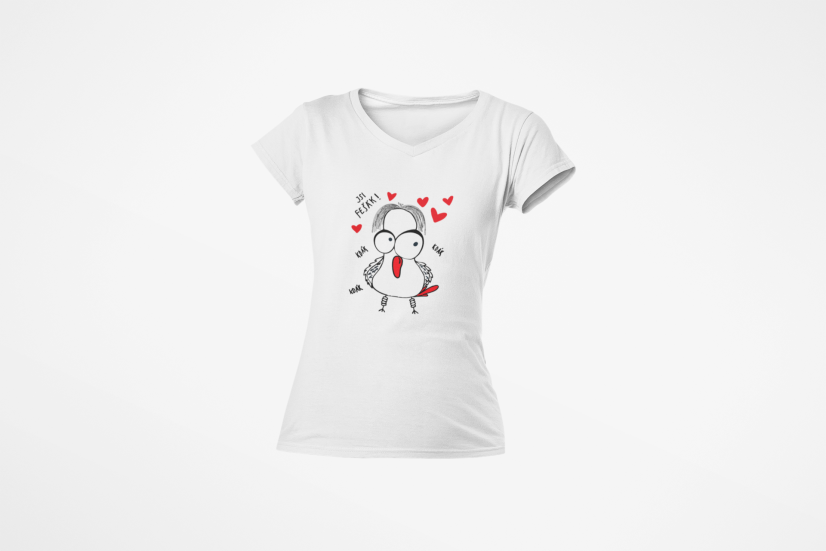 Dámské valentýnské tričko s výstřihem - Valentýn: Pan Kdákavý