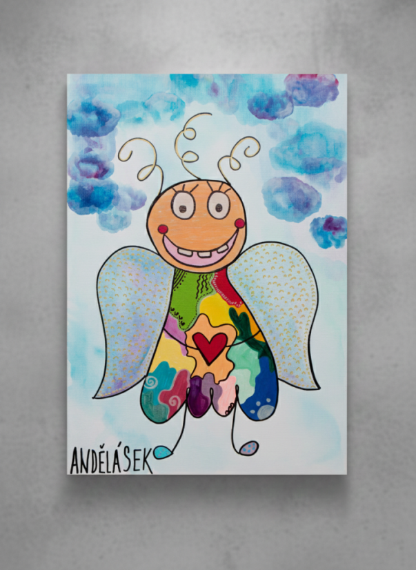 Madlenka – obraz na plátně „Andělásek“ (80×60 cm, limitovaná edice 10 ks)