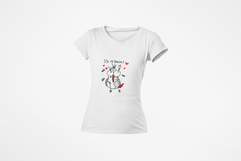Dámské valentýnské tričko s výstřihem - Valentýn: Paní Kdákavá